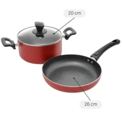 Delites aluminum pot and pan set with glass lid NCE005-20-26