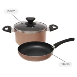Delites BE010-20-26 non-stick aluminum pot and pan set with glass lid