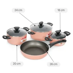 Elmich EL1162E non-stick aluminum pot and pan set with glass lid