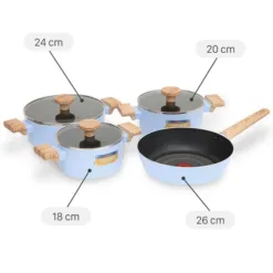 Elmich Nature EL-5206MG04 non-stick aluminum pot and pan set with glass lid