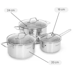 Sunhouse SHG601 5-layer stainless steel pot set with glass lid