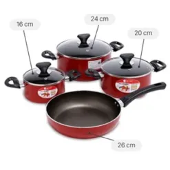 Elmich EL1162 non-stick aluminum pot and pan set with glass lid