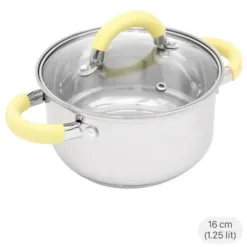 Delites 16 cm 3-layer stainless steel pot with glass lid CW-S042-16