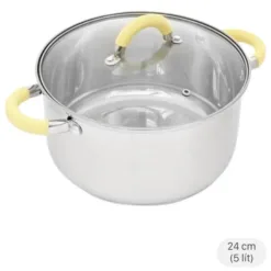 Delites 24cm 3-layer stainless steel pot with glass lid CW-S042-24A