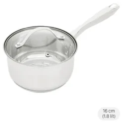 Delites 16 cm 3-bottom stainless steel pot with glass lid CW-G001N