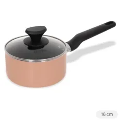 Delites QCDE16 16 cm non-stick aluminum pot with glass lid